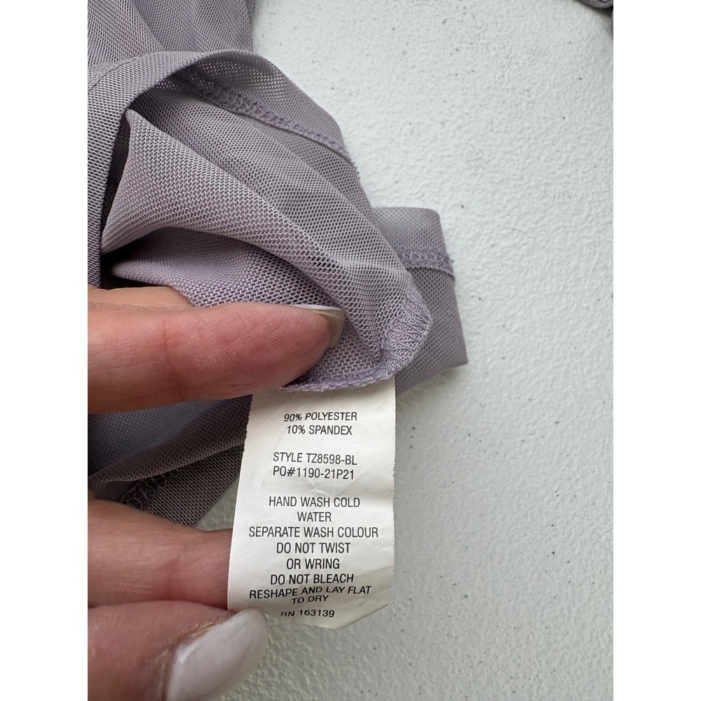 Haley & June Women Lavender‎ Mesh Sheer Button Down Long Sleeve Top Large - Picture 3 of 5
